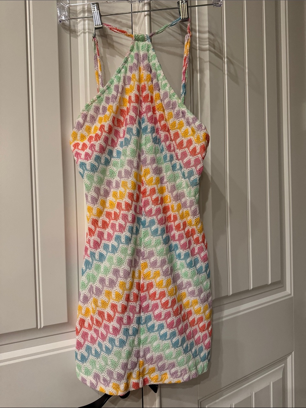 Luli Fama Multicolor Chevron Halter Mini Dress